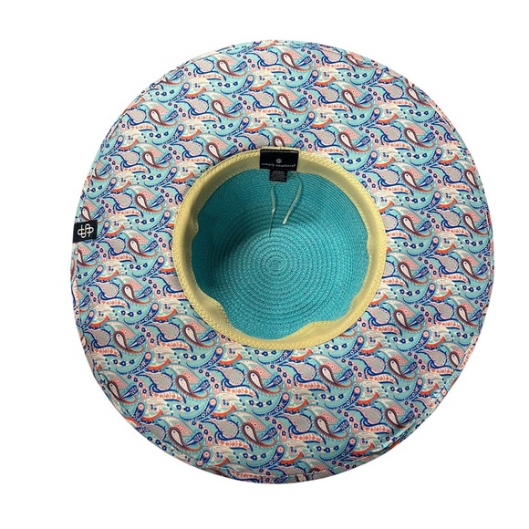 NWOT Simply Southern Womens Preppy Straw Hat O/S Mama Beach Vacation Aqua - Picture 3 of 6
